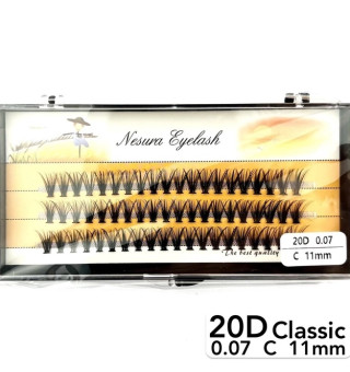 Nesura 20D lashes, curve C, length 11 mm, thickness 0.07 (classic)