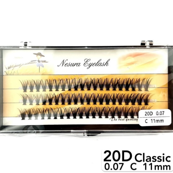 Nesura 20D lashes, curve C, length 11 mm, thickness 0.07 (classic)