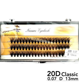 Nesura 20D lashes, curve C, length 13 mm, thickness 0.07 (classic)