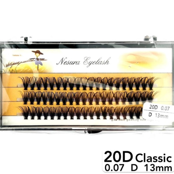 Nesura 20D lashes, curve C, length 13 mm, thickness 0.07 (classic)