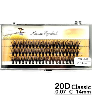 Nesura 20D lashes, curve C, length 14 mm, thickness 0.07 (classic)