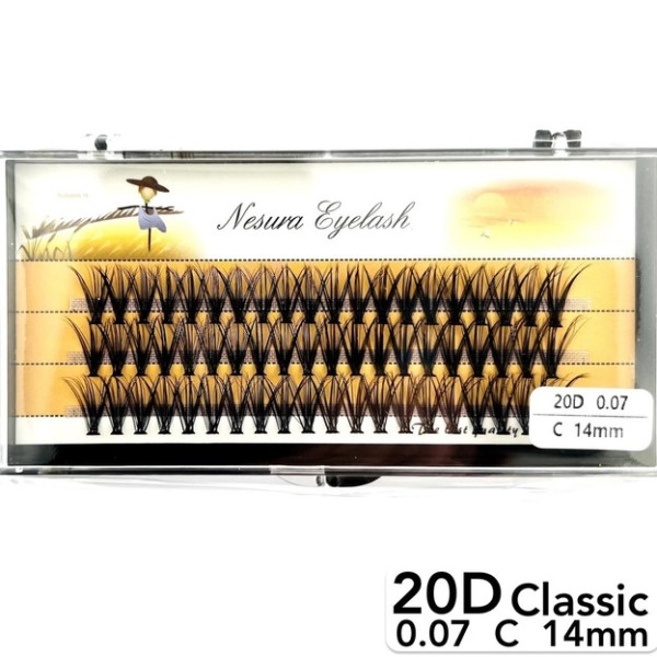 Nesura 20D lashes, curve C, length 14 mm, thickness 0.07 (classic)