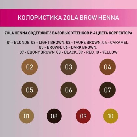 Хна для брів ZOLA 04 Caramel, 10 г