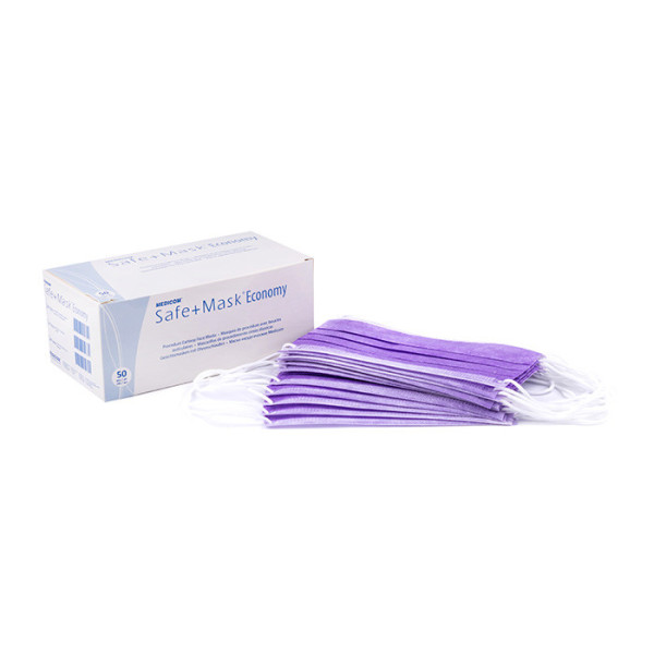 Masks violet three-layer, 50 pieces/pack