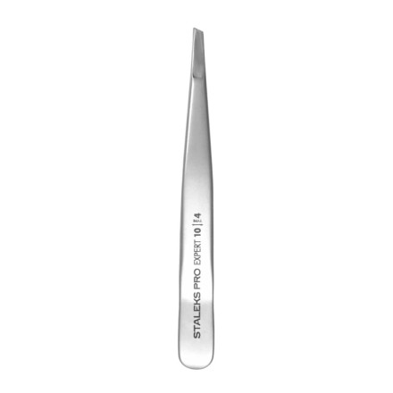 Пінцет для брів Staleks EXPERT 10/4 (металік, вузькі скошені кромки)