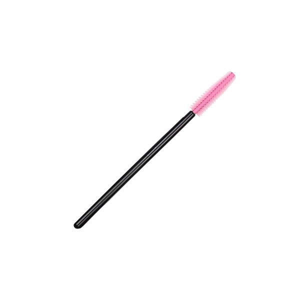 Silicone eyelash brush, with black handle and pink bristles, 1 pc