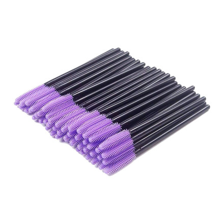 Silicone eyelash brush, with black handle and purple bristles, 1 pc