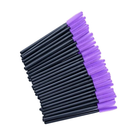 Silicone eyelash brush, with black handle and purple bristles, 1 pc