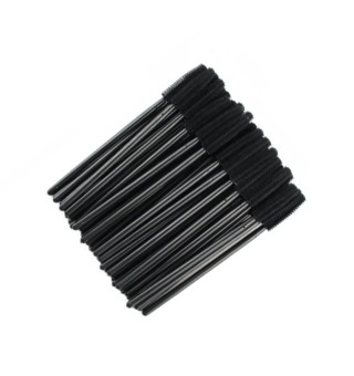 Silicone eyelash brushes, with black handle and black bristles, 50 pcs