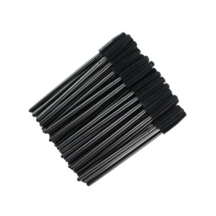 Silicone eyelash brush, with black handle and black bristles, 1 pc