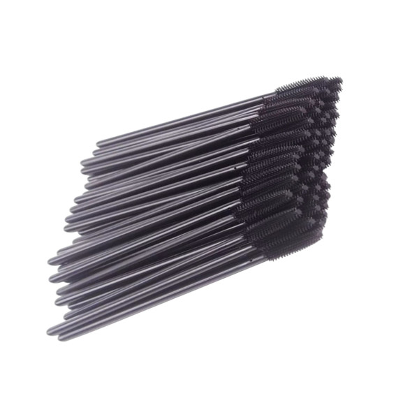 Silicone eyelash brush, with black handle and black bristles, 1 pc