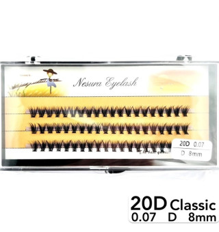Nesura 20D lashes, curve C, length 8 mm, thickness 0.07 (classic)