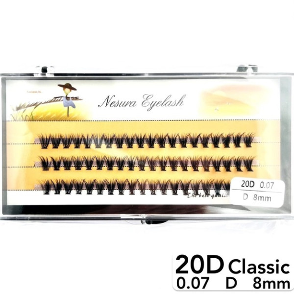 Nesura 20D lashes, curve C, length 8 mm, thickness 0.07 (classic)