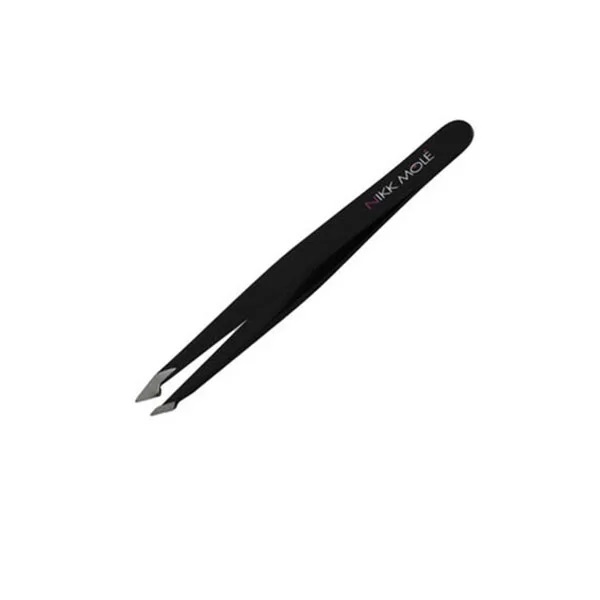 Пинцет для бровей Nikk Mole (черный, скошенный, в коробочке)