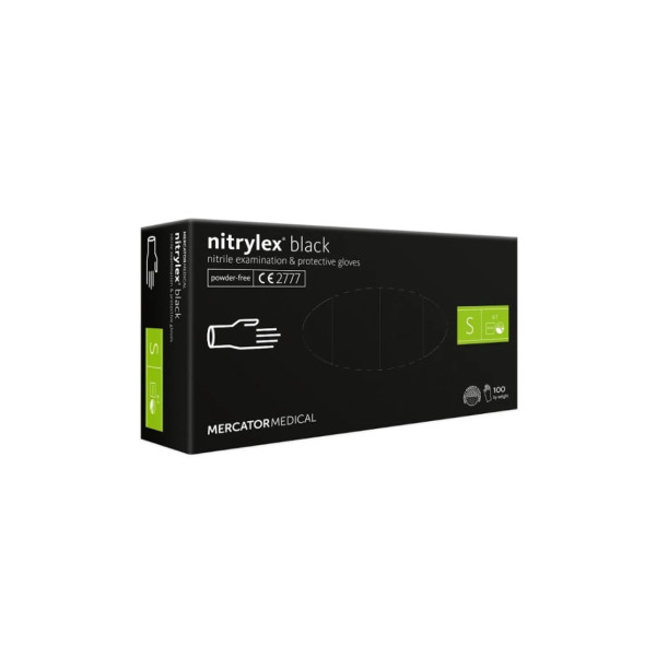 Gloves nitrile black Mercator Nitrylex, S (100 pieces/pack)