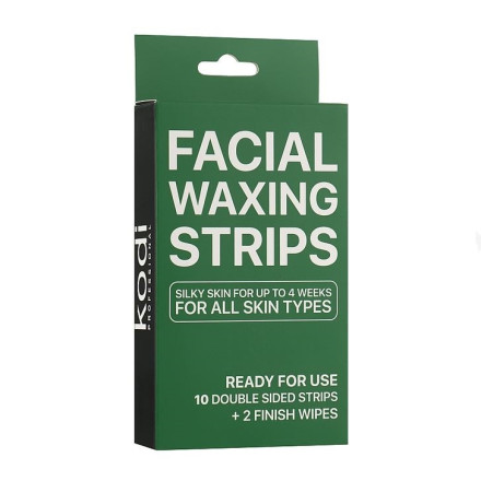 Восковые полоски для лица Kodi Facial waxing strips (10 двухсторонних полосок+2 финишные салфетки)