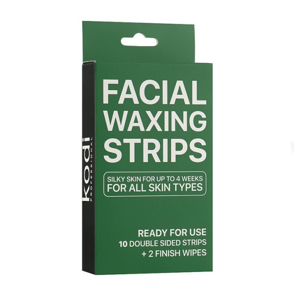 Восковые полоски для лица Kodi Facial waxing strips (10 двухсторонних полосок+2 финишные салфетки)