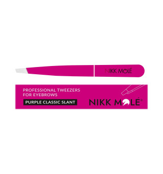 Eyebrow tweezers classic Nikk Mole (purple-pink, in a box)