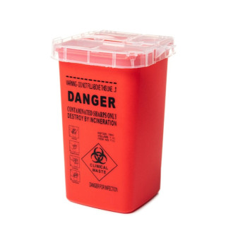Container for disposal of needles, red