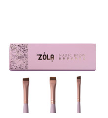 A set of professional brushes for coloring eyebrows MAGIC BROW BRUSHES, light pink