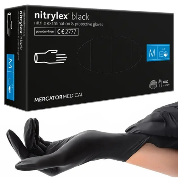 Gloves nitrile black Mercator Nitrylex, M (100 pieces/pack)