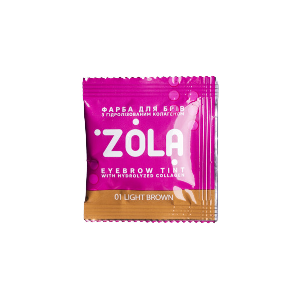 Farba do brwi z kolagenem ZOLA 01 Jasny brąz w saszetce z utleniaczem, 5 ml
