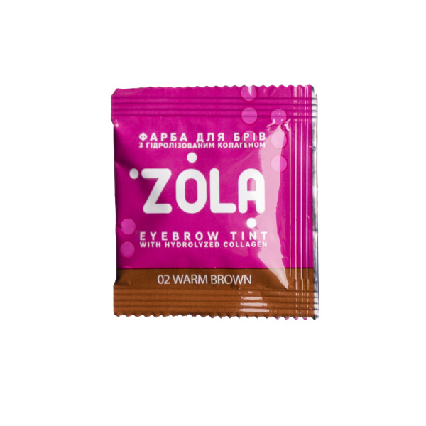 Eyebrow tint with collagen ZOLA 02 Warm brown in a sachet with oxidizer, 5 ml