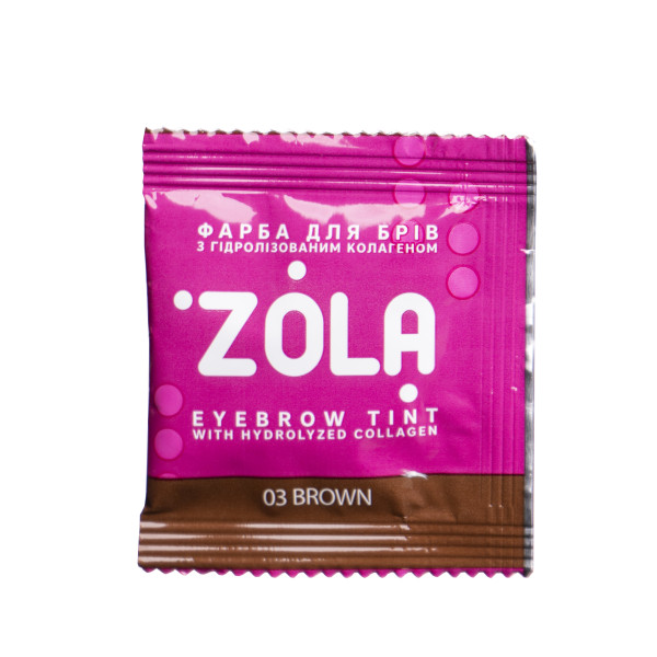 Краска для бровей с коллагеном ZOLA 03 Brown в саше с окислителем, 5 мл