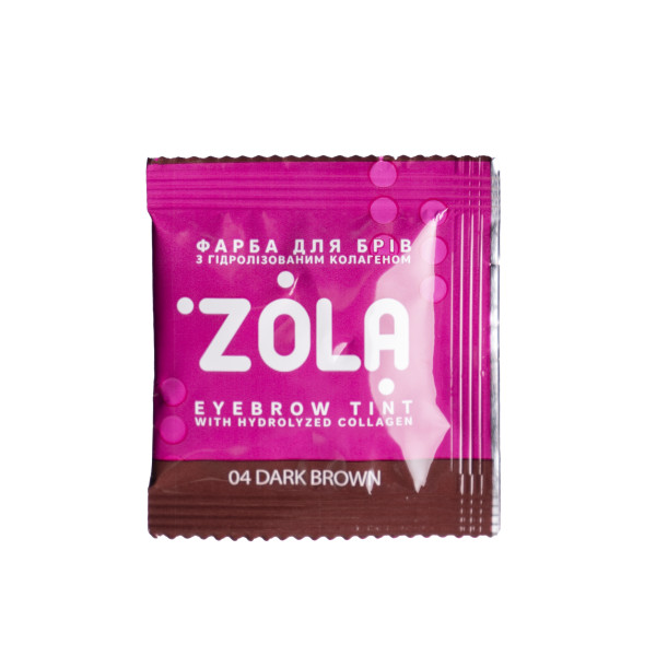 Eyebrow tint with collagen ZOLA 04 Dark brown in a sachet with oxidizer, 5 ml