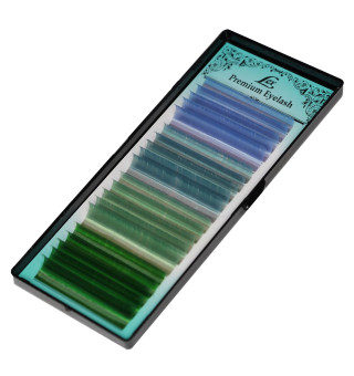 Ресницы 20 lines LEX 4 COLOR (s-blue; o-blue; b-green; green) mix CC, 0.07, 7-12 мм