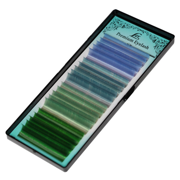 Вії 20 ліній LEX 4 COLOR (s-blue; o-blue; b-green; green) mix CC, 0.07, 7-12 мм