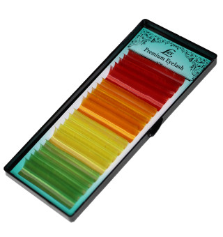 Ресницы 20 линий LEX 4 COLOR (red; oranžová; yellow; y-green) mix CC, 0.07, 7-12 мм