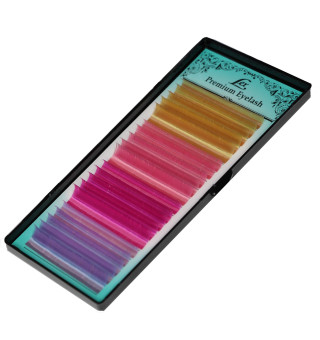 Ресницы 20 линий LEX 4 COLOR (gold; pink; h-pink; l-violet) mix CC, 0.07, 8-12 мм