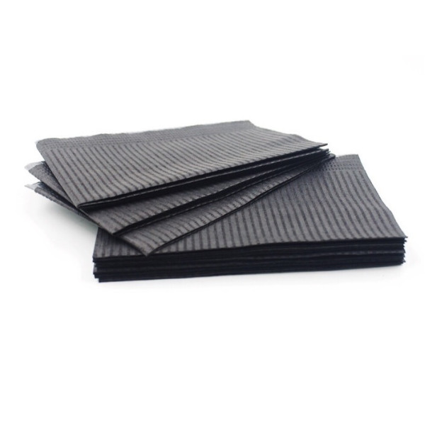 Dental napkins (bibs) 40x33 cm, black 20 g/m2, 50 pcs/pack