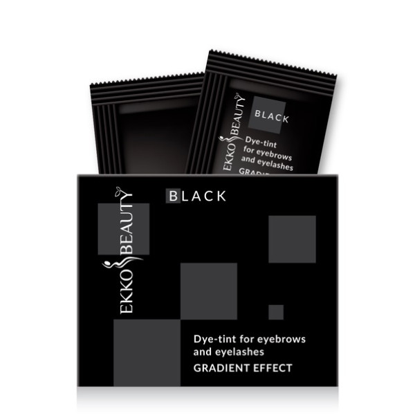 Краска-тинт для бровей и ресниц Ekko Beauty GRADIENT EFFECT, тон Black, саше