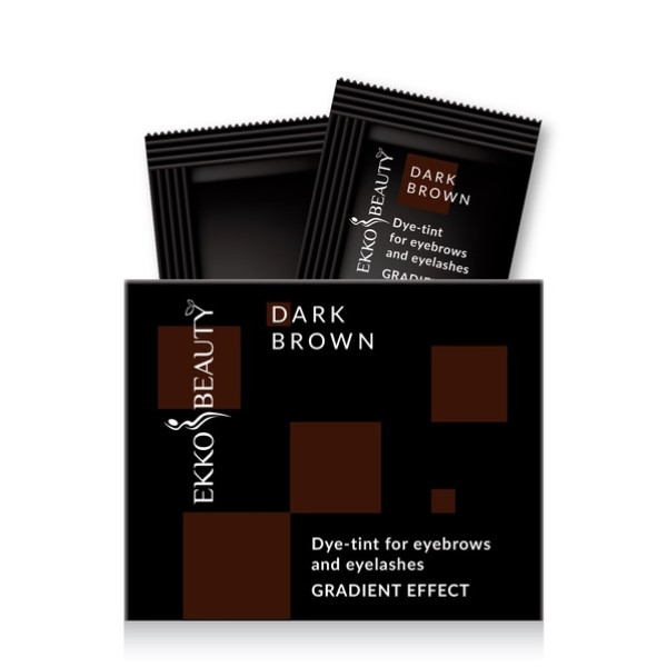 Краска-тинт для бровей и ресниц Ekko Beauty GRADIENT EFFECT, тон Dark Brown, саше
