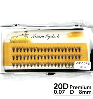Nesura 20D lashes, curve D, length 8 mm, thickness 0.07 (premium)