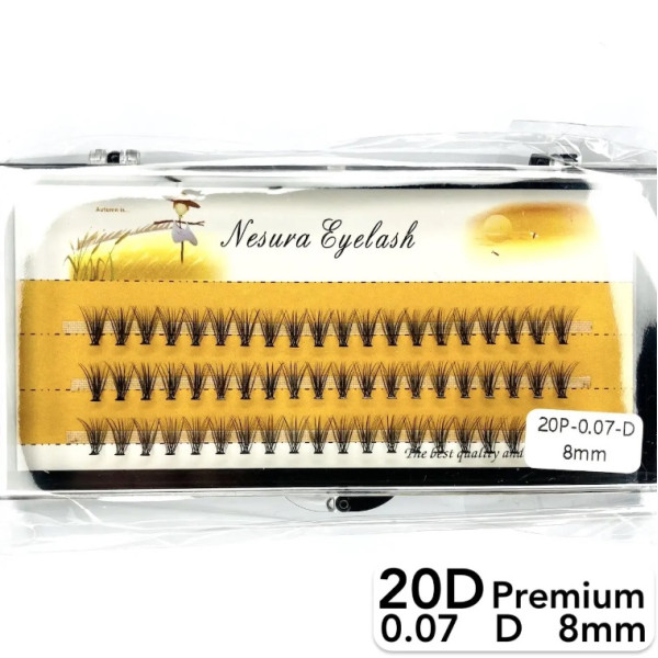 Nesura 20D lashes, curve D, length 8 mm, thickness 0.07 (premium)