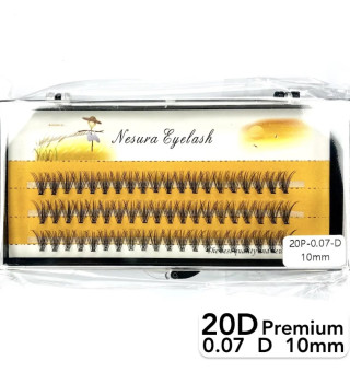 Nesura 20D lashes, curve D, length 10 mm, thickness 0.07 (premium)