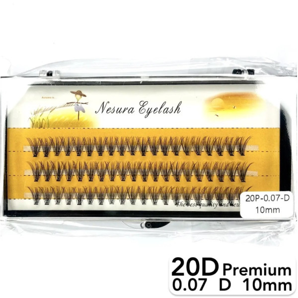 Nesura 20D lashes, curve D, length 10 mm, thickness 0.07 (premium)