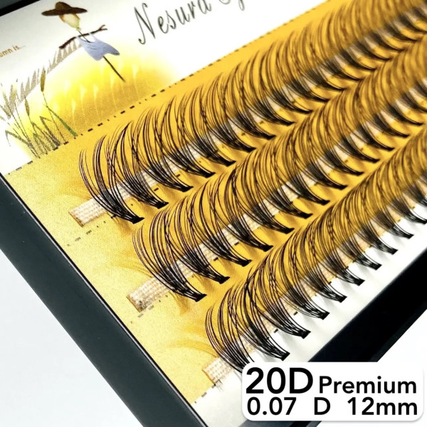 Nesura 20D lashes, curve D, length 12 mm, thickness 0.07 (premium)