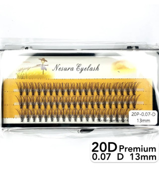 Nesura 20D lashes, curve D, length 13 mm, thickness 0.07 (premium)
