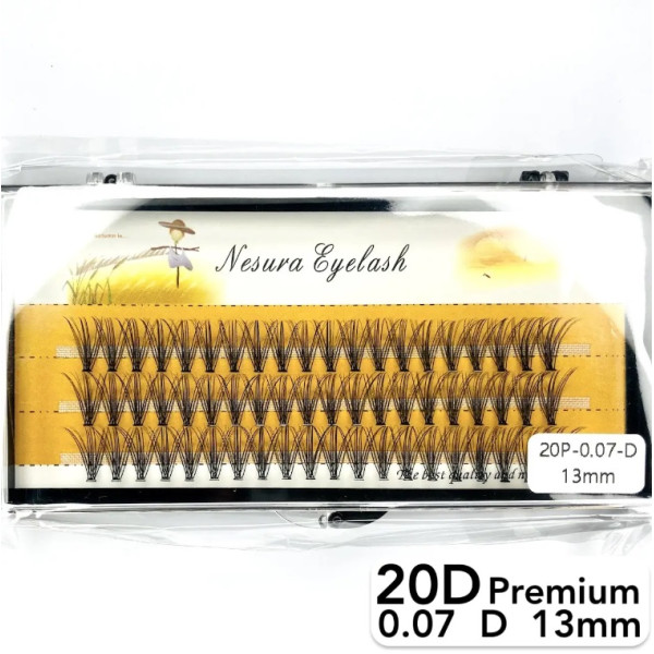 Nesura 20D lashes, curve D, length 13 mm, thickness 0.07 (premium)