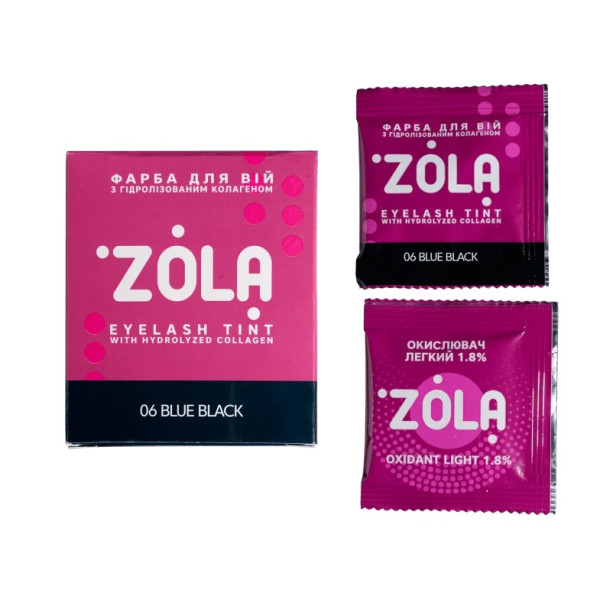 Краска для ресниц в саше с коллагеном ZOLA Eyebrow Tint With Collagen 06 Blue Black 5ml