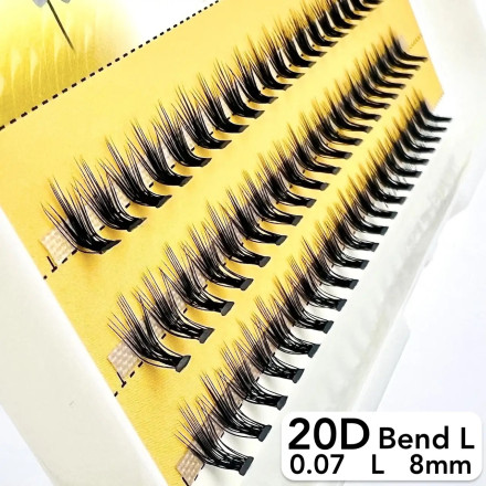 Nesura 20D eyelashes, L curve, length 8 mm, thickness 0,07 (premium)