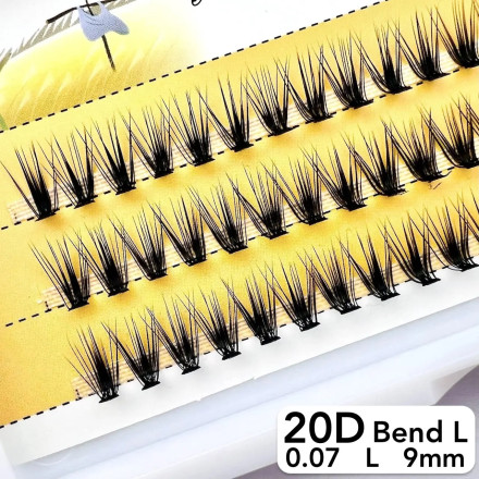 Nesura 20D eyelashes, L curve, length 9 mm, thickness 0,07 (premium)