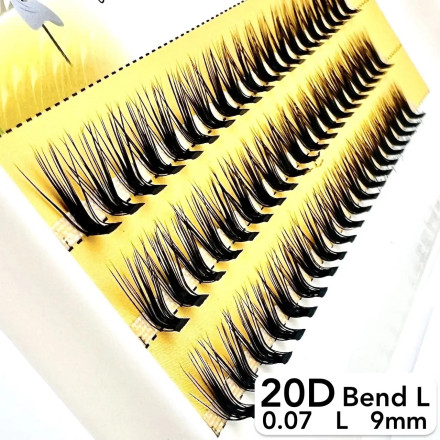 Nesura 20D eyelashes, L curve, length 9 mm, thickness 0,07 (premium)