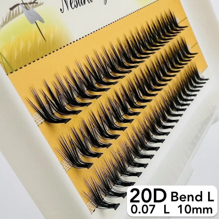 Nesura 20D eyelashes, L curve, length 10 mm, thickness 0,07 (premium)