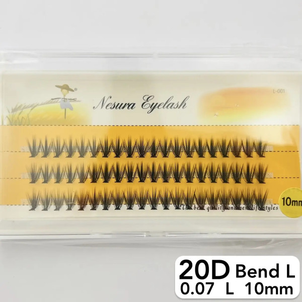 Nesura 20D eyelashes, L curve, length 10 mm, thickness 0,07 (premium)