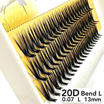 Nesura 20D eyelashes, L curve, length 13 mm, thickness 0,07 (premium)